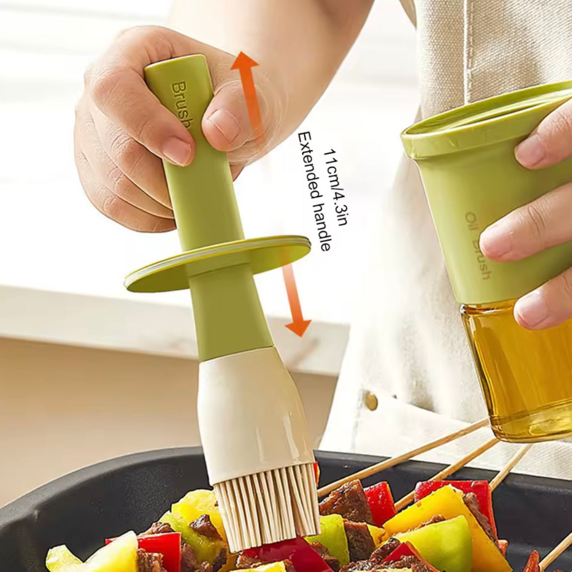 Bouteille Distributrice d’Huile & Sauce 2-en-1 avec Pinceau