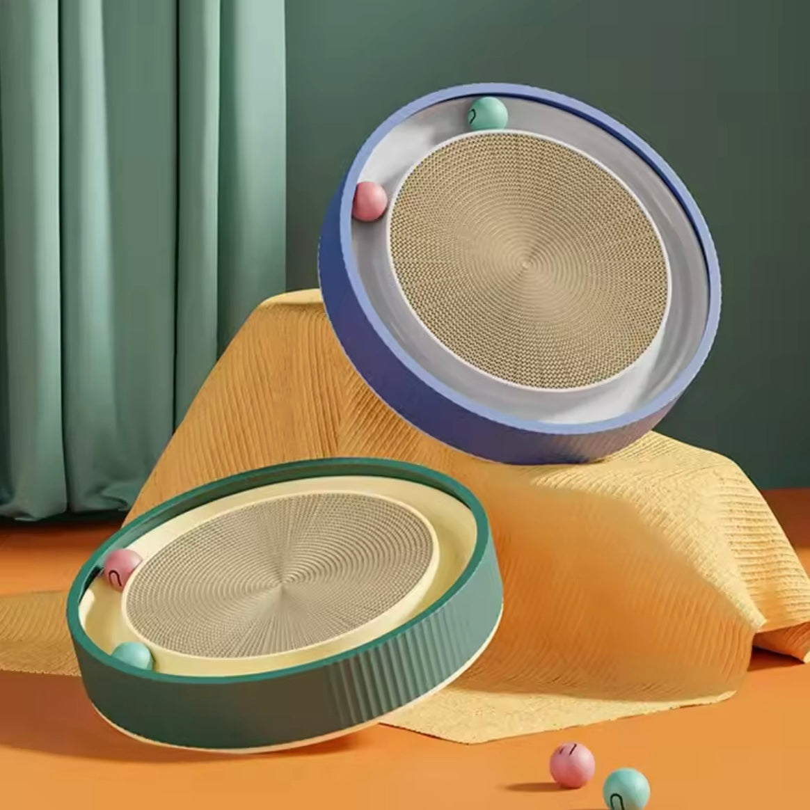 Panier Griffoir Rond pour Chat avec Jouet Balle