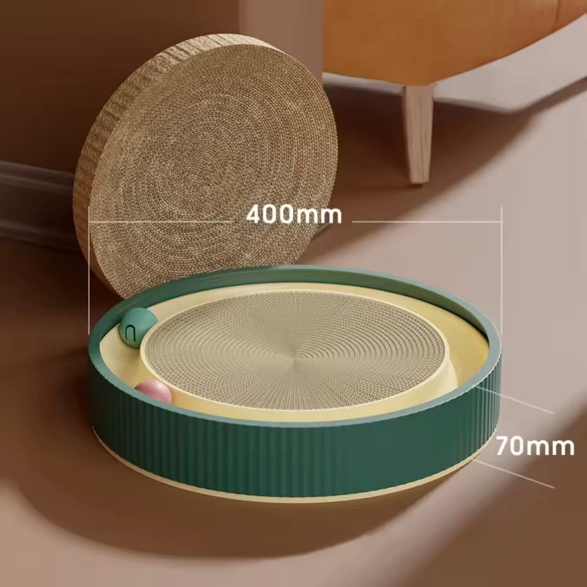 Panier Griffoir Rond pour Chat avec Jouet Balle