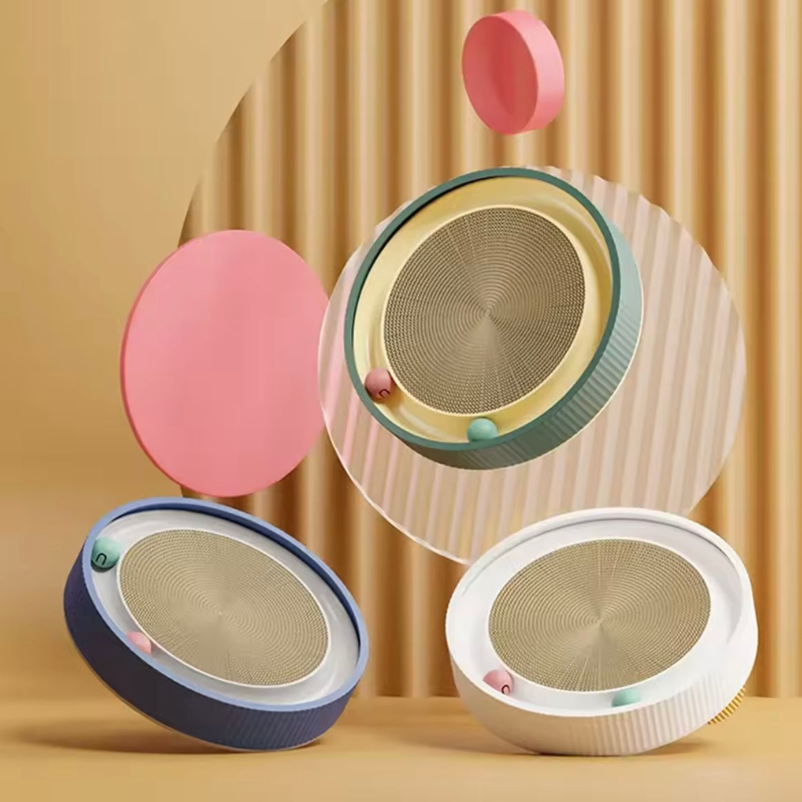 Panier Griffoir Rond pour Chat avec Jouet Balle
