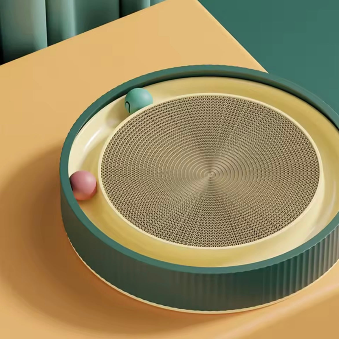 Panier Griffoir Rond pour Chat avec Jouet Balle