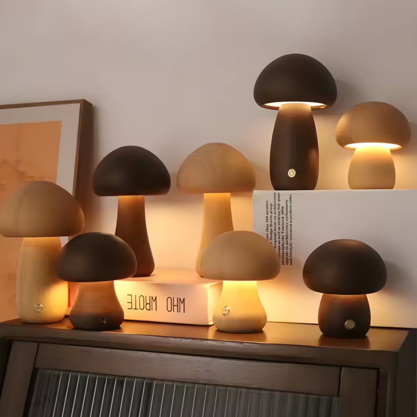 Lampe de Chevet Champignon en Bois