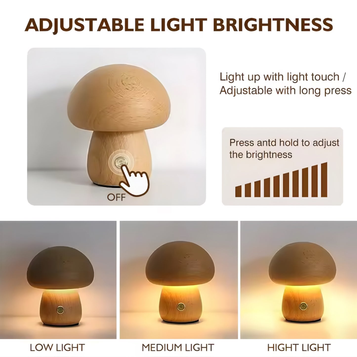 Lampe de Chevet Champignon en Bois