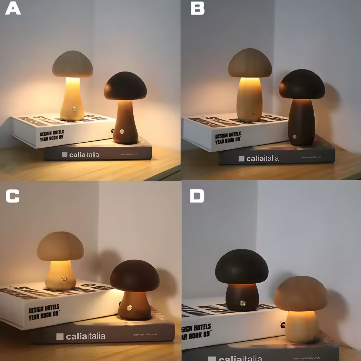 Lampe de Chevet Champignon en Bois