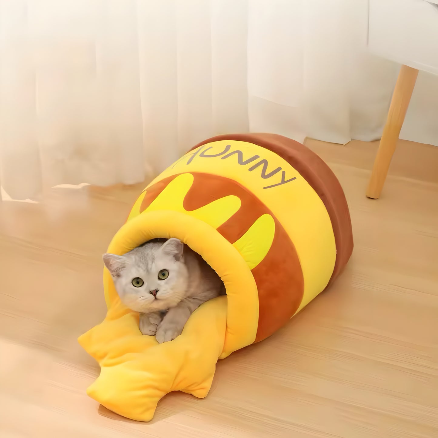 Panier pour Chat “Pot de Miel” – Doux, Cozy & Aesthetic