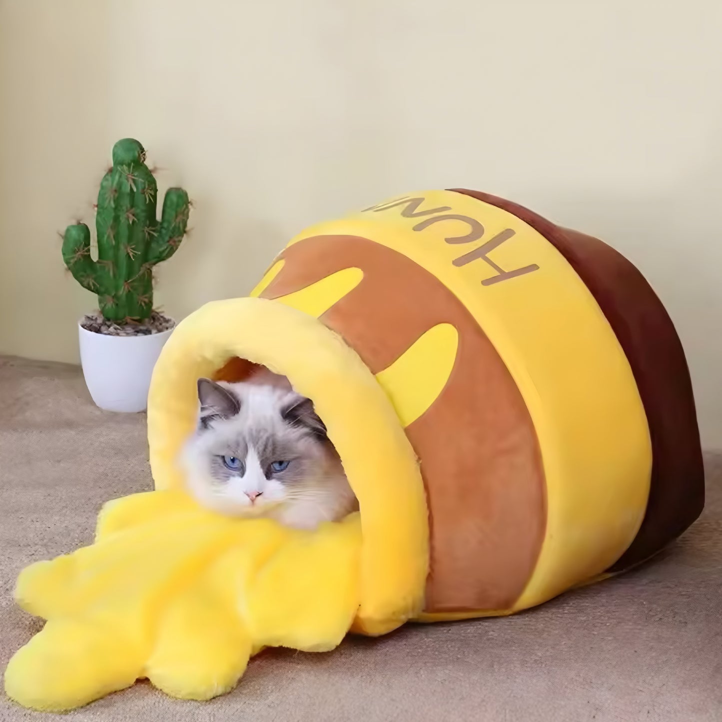 Panier pour Chat “Pot de Miel” – Doux, Cozy & Aesthetic