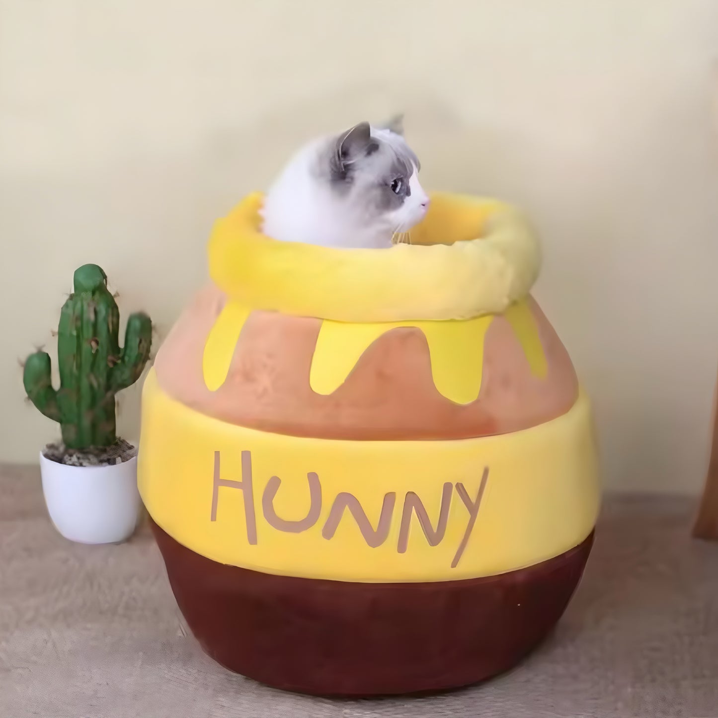 Panier pour Chat “Pot de Miel” – Doux, Cozy & Aesthetic
