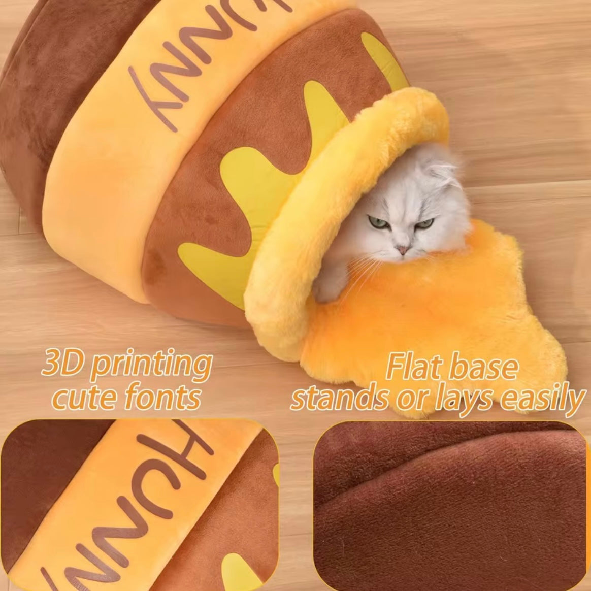 Panier pour Chat “Pot de Miel” – Doux, Cozy & Aesthetic